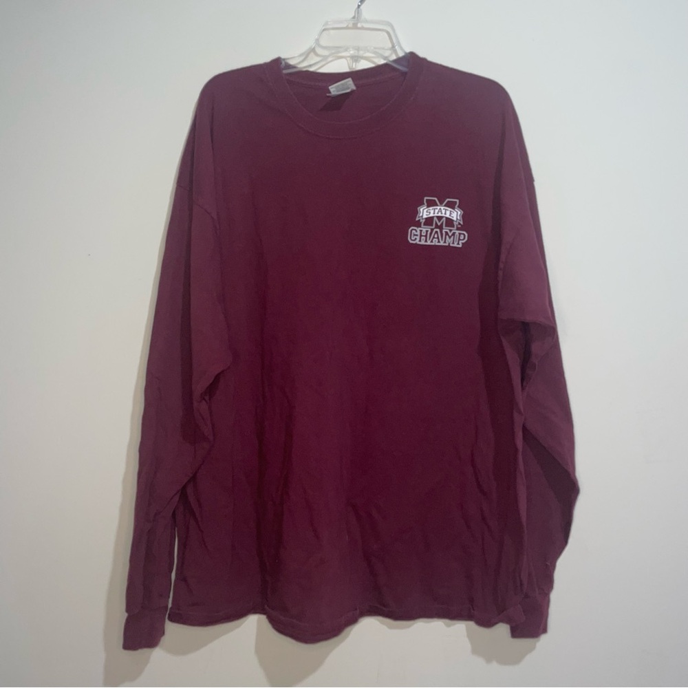 Gildan Mississippi State Bulldogs Champ Maroon Long Sleeve Graphic XL Cotton Tee